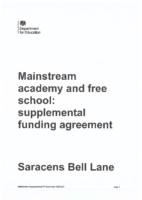 Saracens Bell Lane Supplemental Funding Agreement